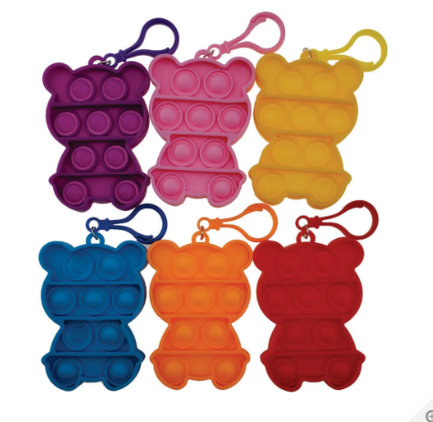 Push Pop Bubble Fidget - Mini Bag Tag Bear