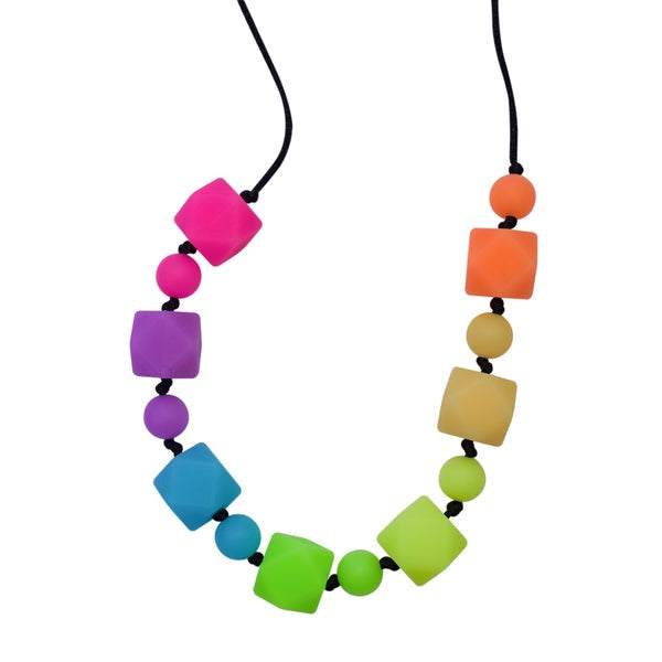 Rainbow Geo Chew Necklace - Glow in the Dark