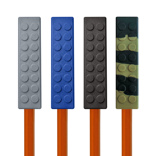 Chew Blockz Pencil Toppers (Set of 4) Darks