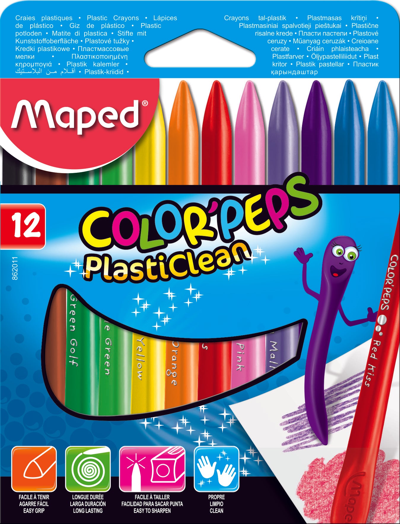 Plastic Crayons Color'Peps 12 pk