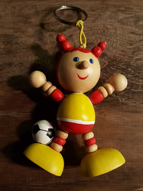 Wooden Soccer Figure Keychain/Zipper Pull